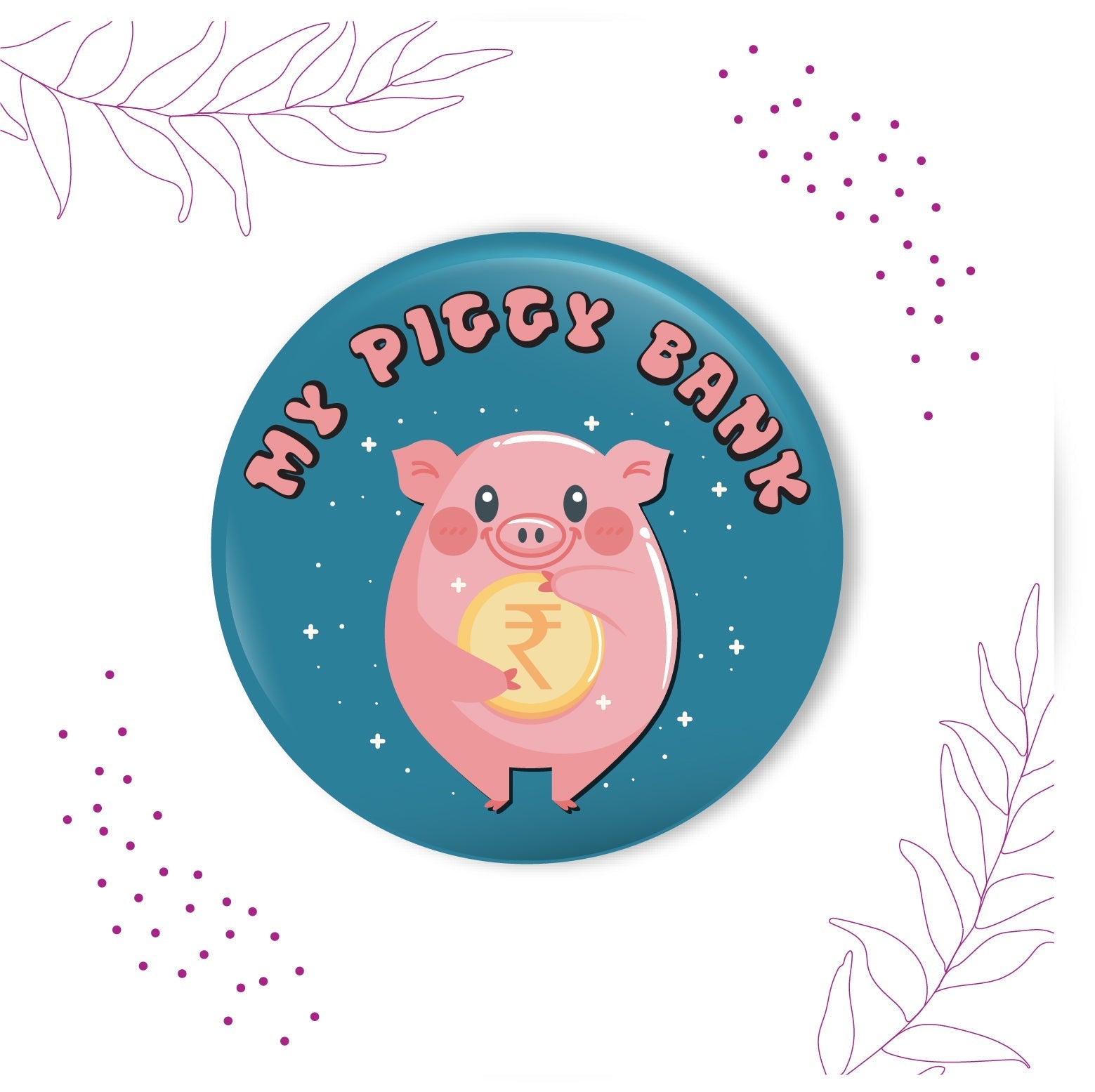 Indianvibez My Piggy Bank Metal Rakhi with Fridge Magnet - Kids Rakhi | Grocsy