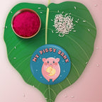 Indianvibez My Piggy Bank Metal Rakhi with Fridge Magnet - Kids Rakhi | Grocsy