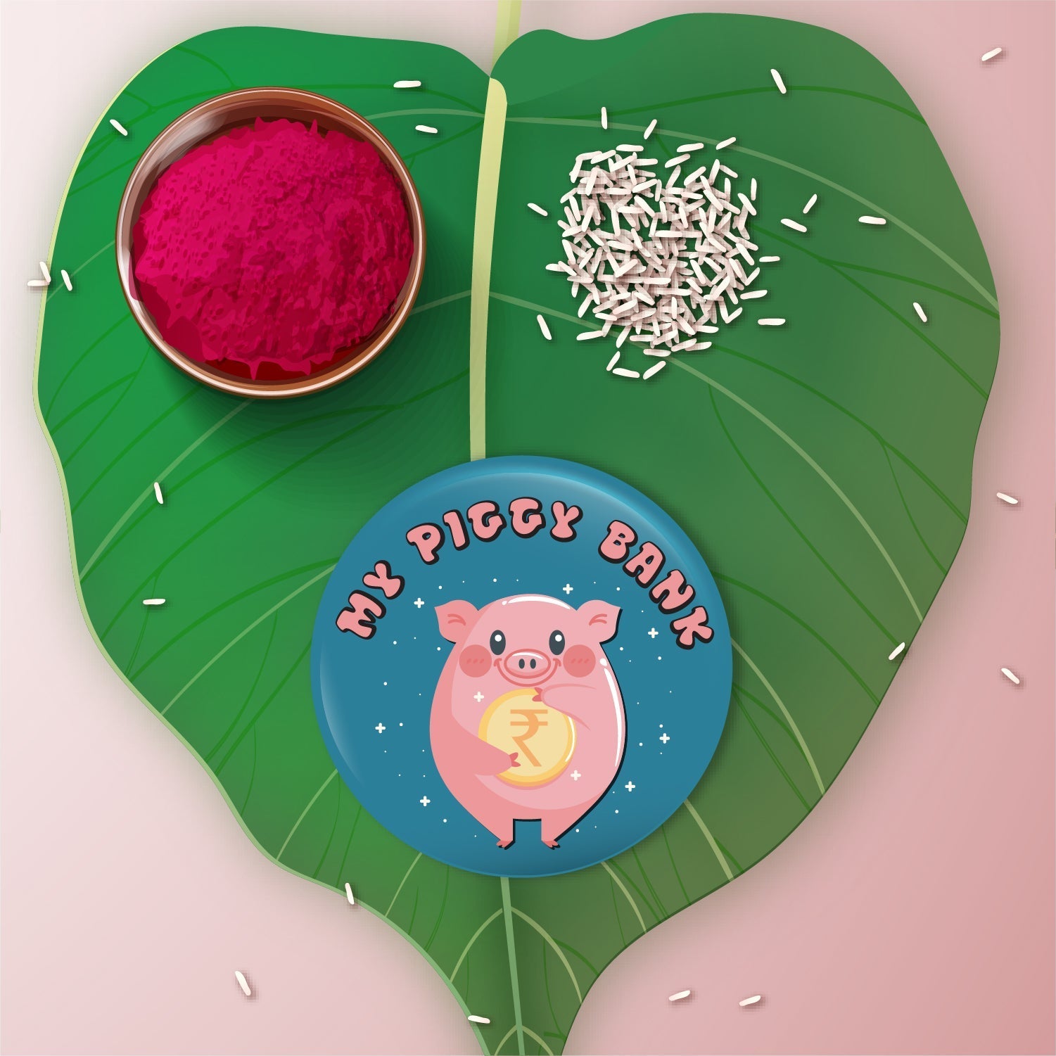 Indianvibez My Piggy Bank Metal Rakhi with Fridge Magnet - Kids Rakhi | Grocsy