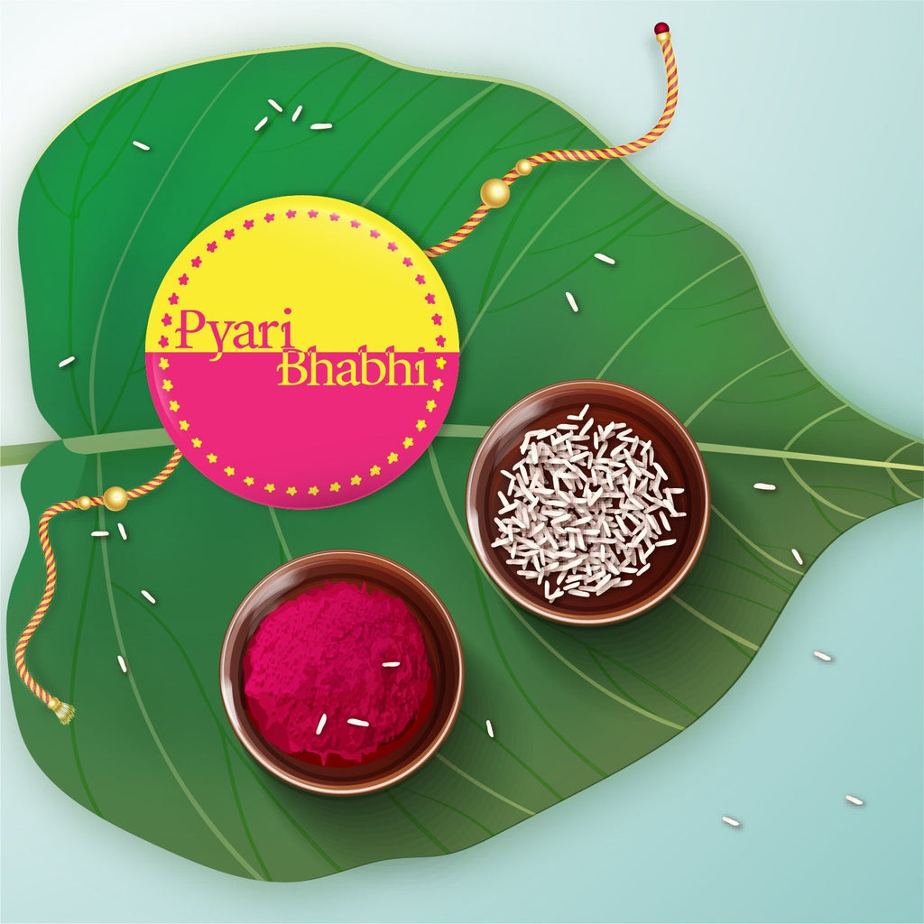 Indianvibez Pyari Bhabhi Metal Rakhi/Lumba with Fridge Magnet - Kids Rakhi | Grocsy