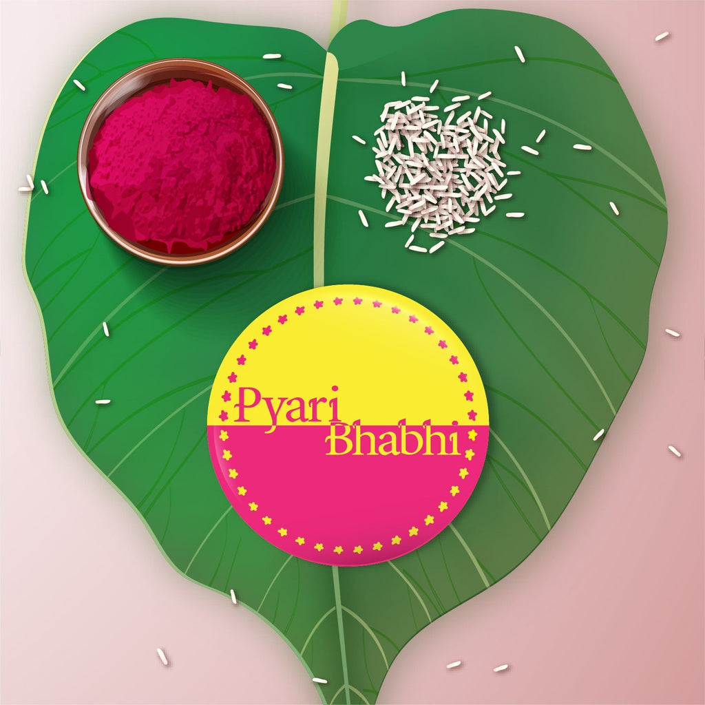 Indianvibez Pyari Bhabhi Metal Rakhi/Lumba with Fridge Magnet - Kids Rakhi | Grocsy