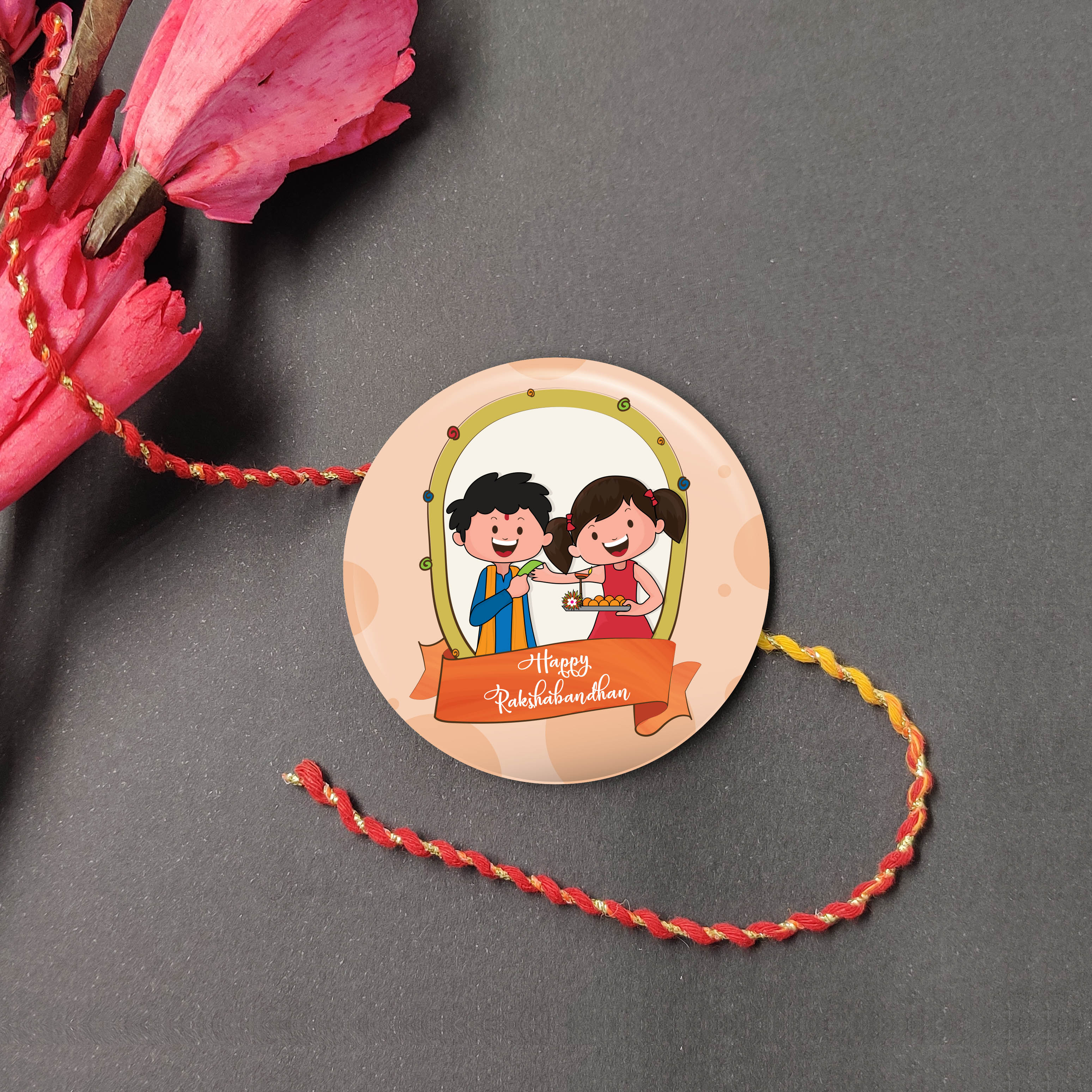 Indianvibez Happy Raksha Bandhan Metal Rakhi with Fridge Magnet - Kids Rakhi | Grocsy