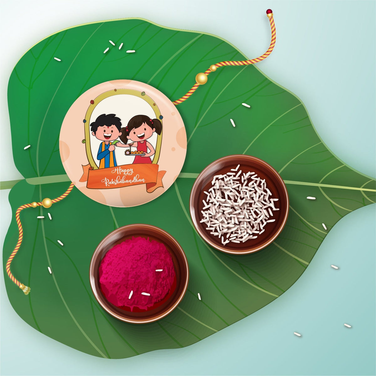 Indianvibez Happy Raksha Bandhan Metal Rakhi with Fridge Magnet - Kids Rakhi | Grocsy