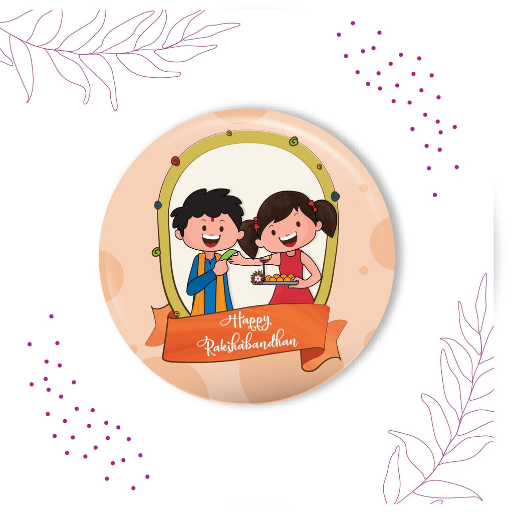 Indianvibez Happy Raksha Bandhan Metal Rakhi with Fridge Magnet - Kids Rakhi | Grocsy