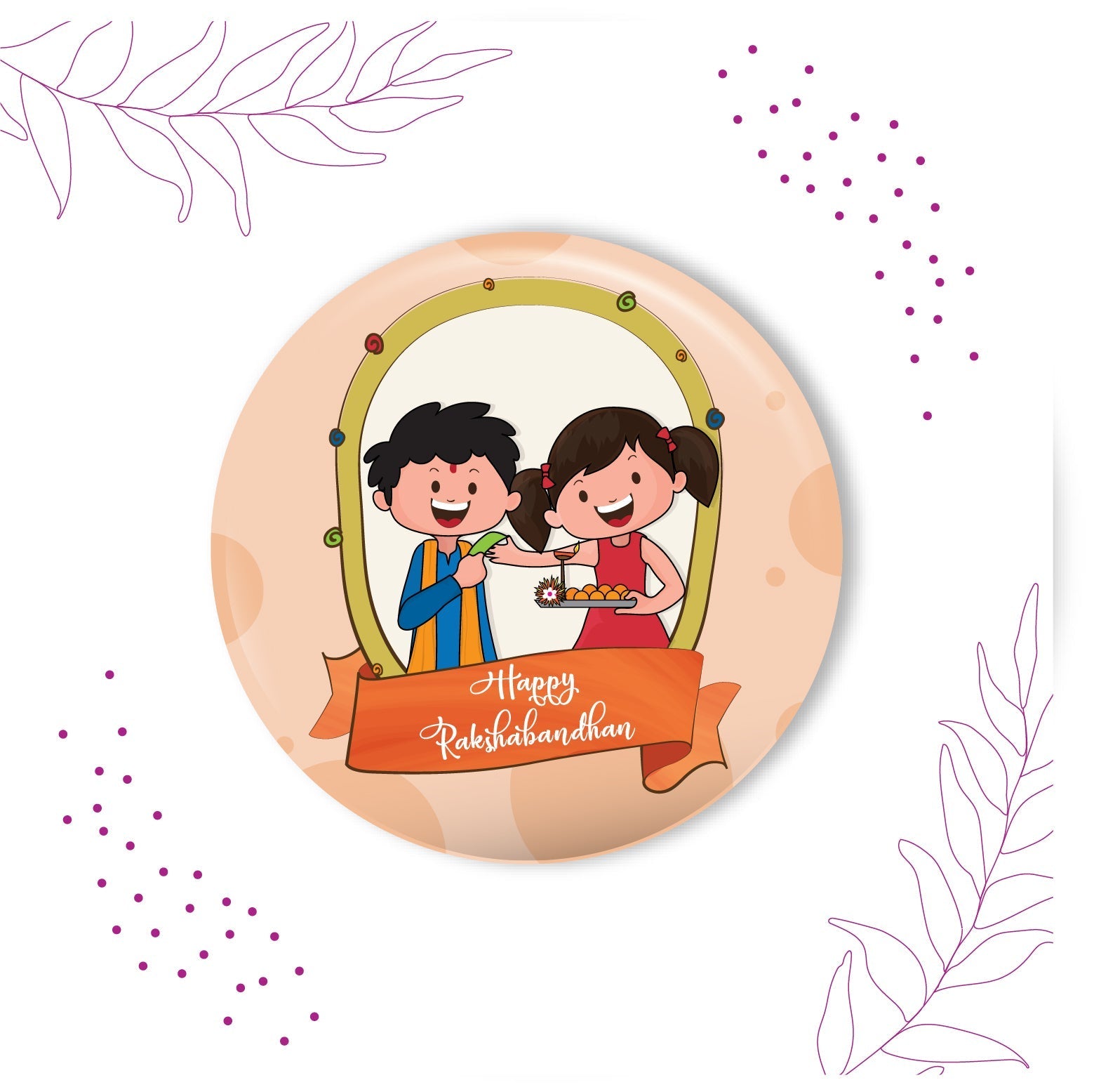 Indianvibez Happy Raksha Bandhan Metal Rakhi with Fridge Magnet - Kids Rakhi | Grocsy