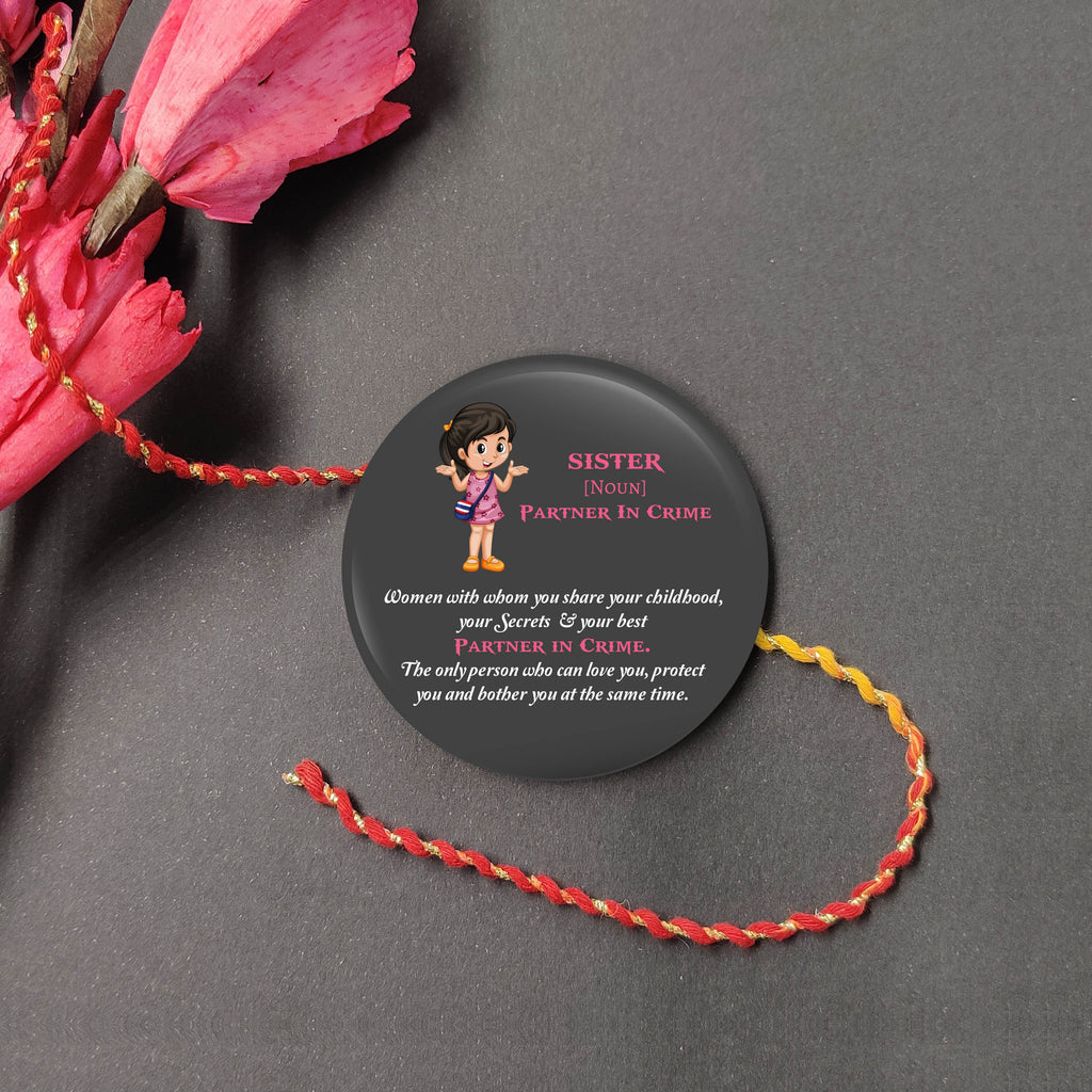 Indianvibez Sister Metal Rakhi/Lumba with Fridge Magnet - Kids Rakhi | Grocsy