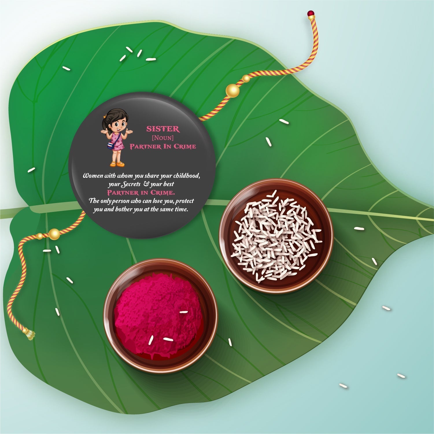Indianvibez Sister Metal Rakhi/Lumba with Fridge Magnet - Kids Rakhi | Grocsy