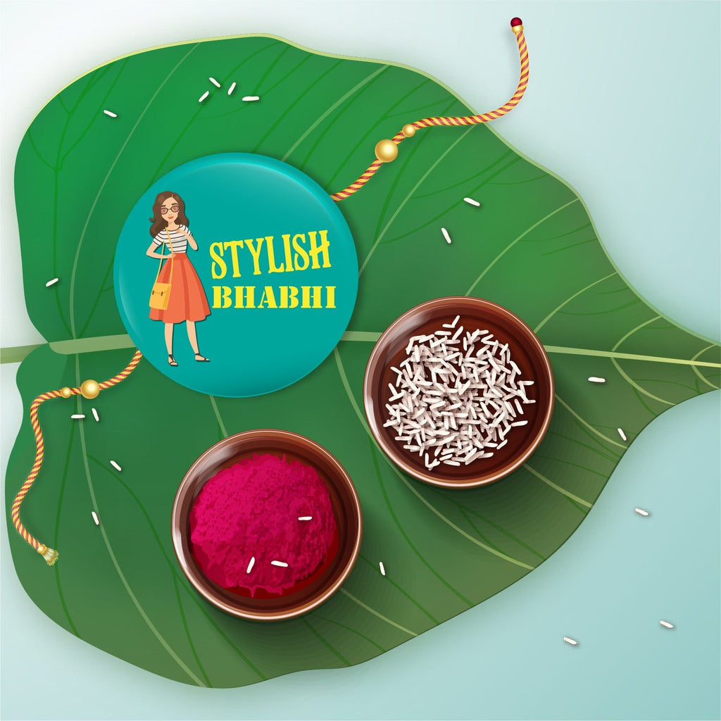Indianvibez Stylish Bhabhi Metal Rakhi/Lumba with Fridge Magnet - Kids Rakhi | Grocsy