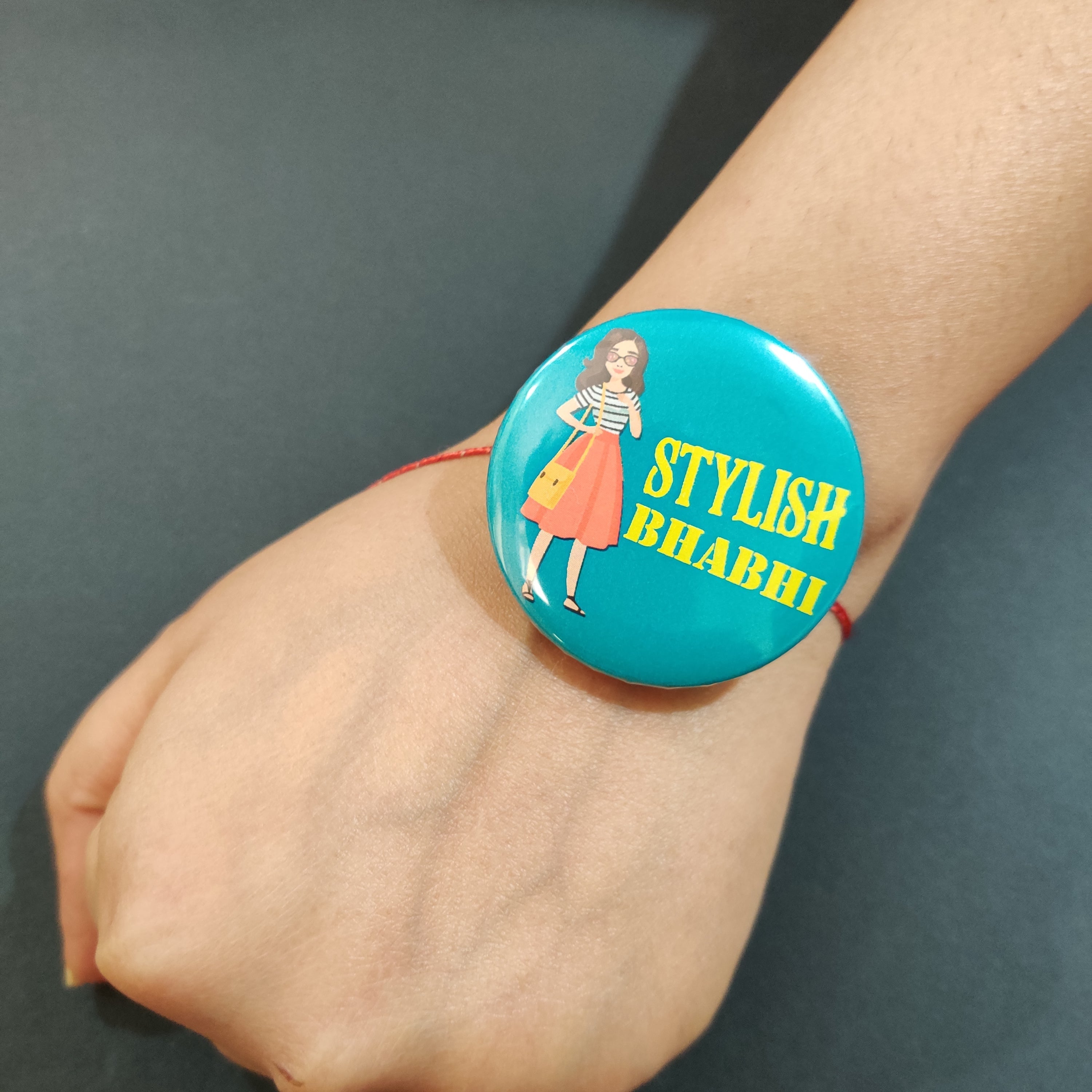 Indianvibez Stylish Bhabhi Metal Rakhi/Lumba with Fridge Magnet - Kids Rakhi | Grocsy