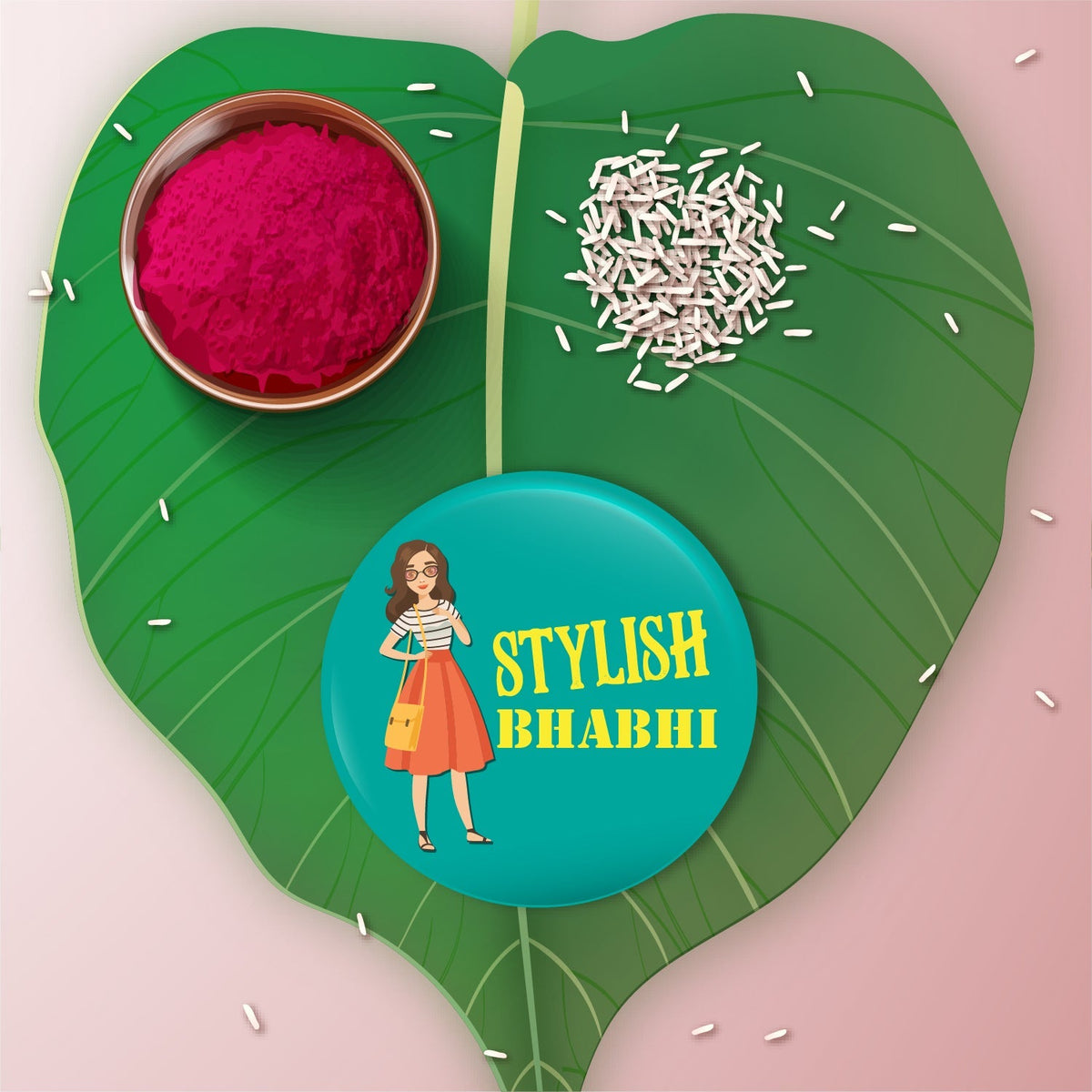 Indianvibez Stylish Bhabhi Metal Rakhi/Lumba with Fridge Magnet - Kids Rakhi | Grocsy