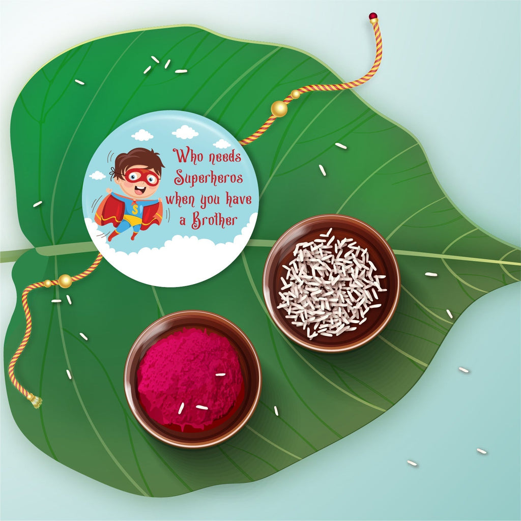 Indianvibez Superhero Metal Rakhi with Fridge Magnet - Kids Rakhi | Grocsy
