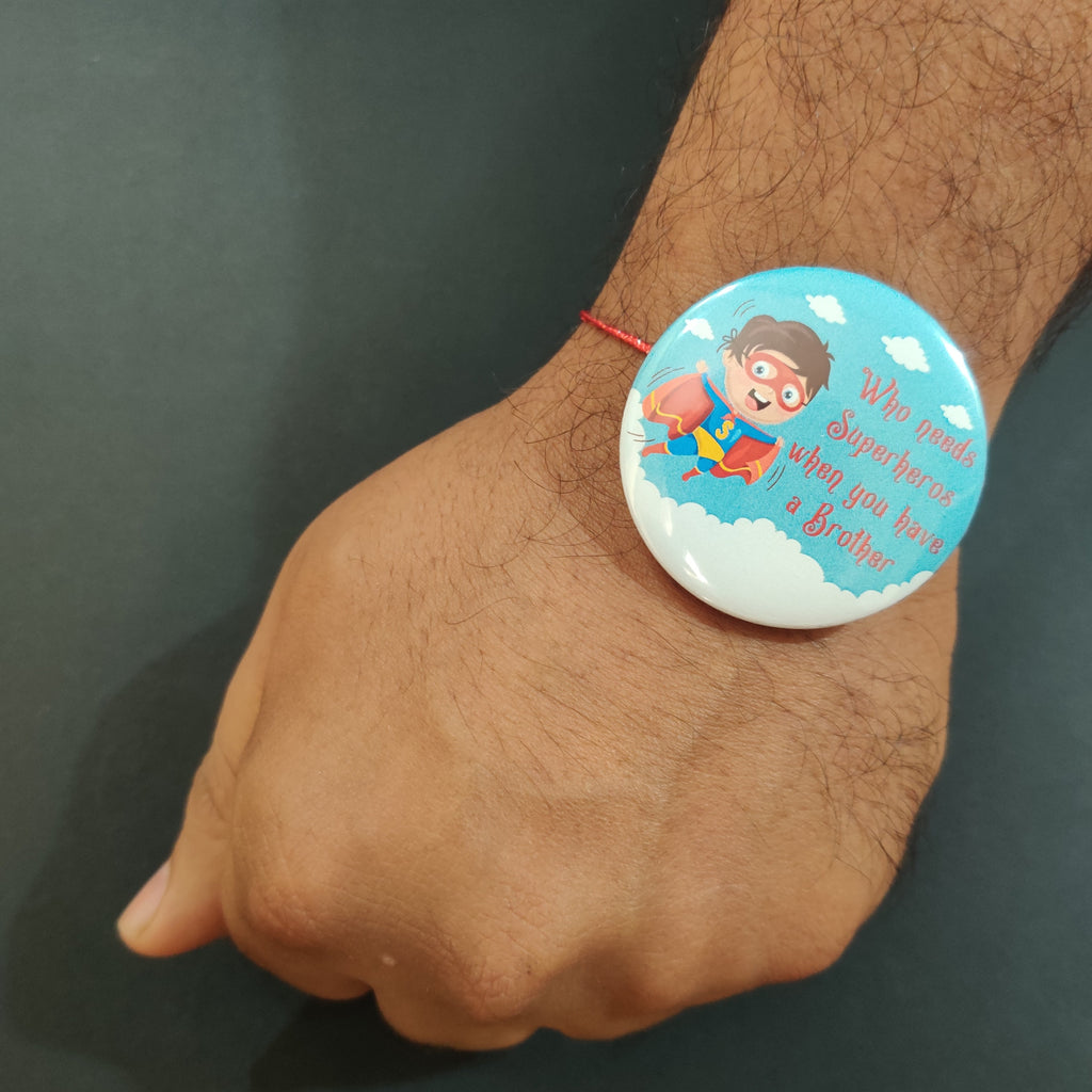 Indianvibez Superhero Metal Rakhi with Fridge Magnet - Kids Rakhi | Grocsy