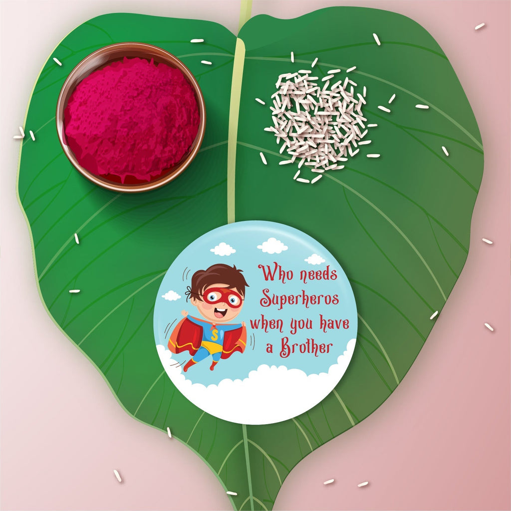 Indianvibez Superhero Metal Rakhi with Fridge Magnet - Kids Rakhi | Grocsy