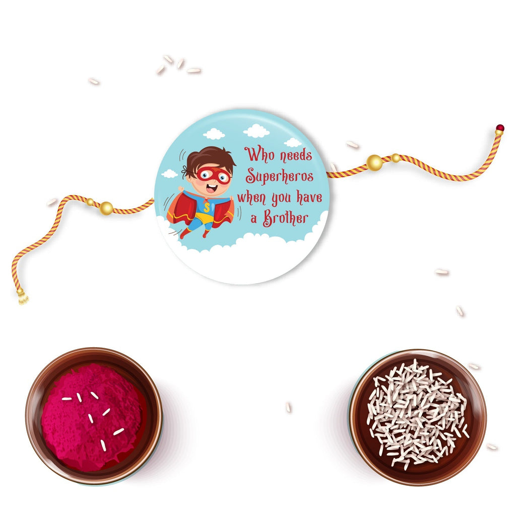 Indianvibez Superhero Metal Rakhi with Fridge Magnet - Kids Rakhi | Grocsy