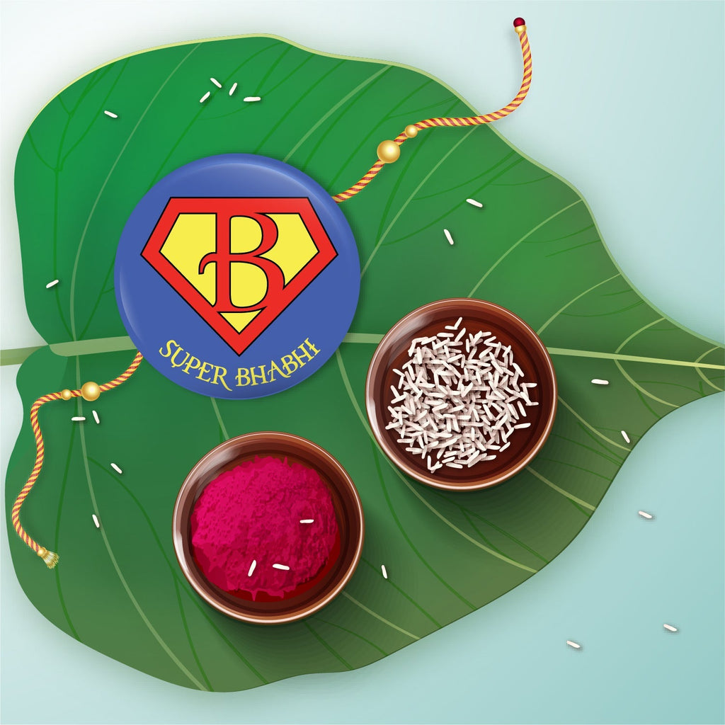 Indianvibez Super Bhabhi Metal Rakhi/Lumba with Fridge Magnet - Kids Rakhi | Grocsy