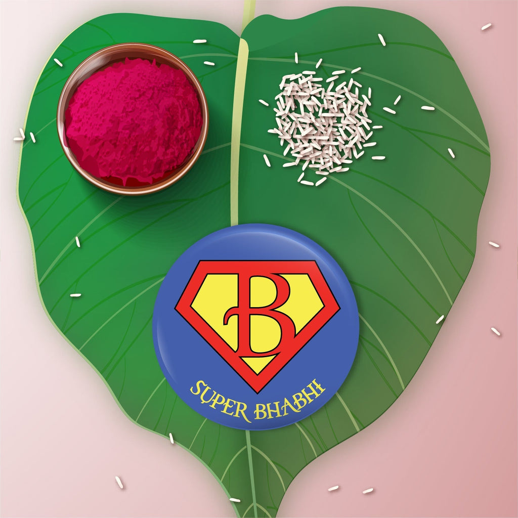 Indianvibez Super Bhabhi Metal Rakhi/Lumba with Fridge Magnet - Kids Rakhi | Grocsy