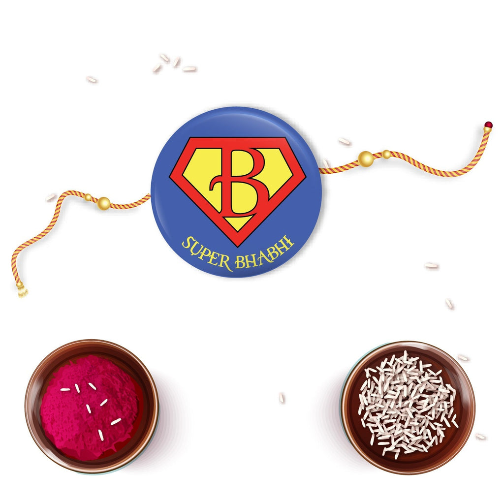 Indianvibez Super Bhabhi Metal Rakhi/Lumba with Fridge Magnet - Kids Rakhi | Grocsy