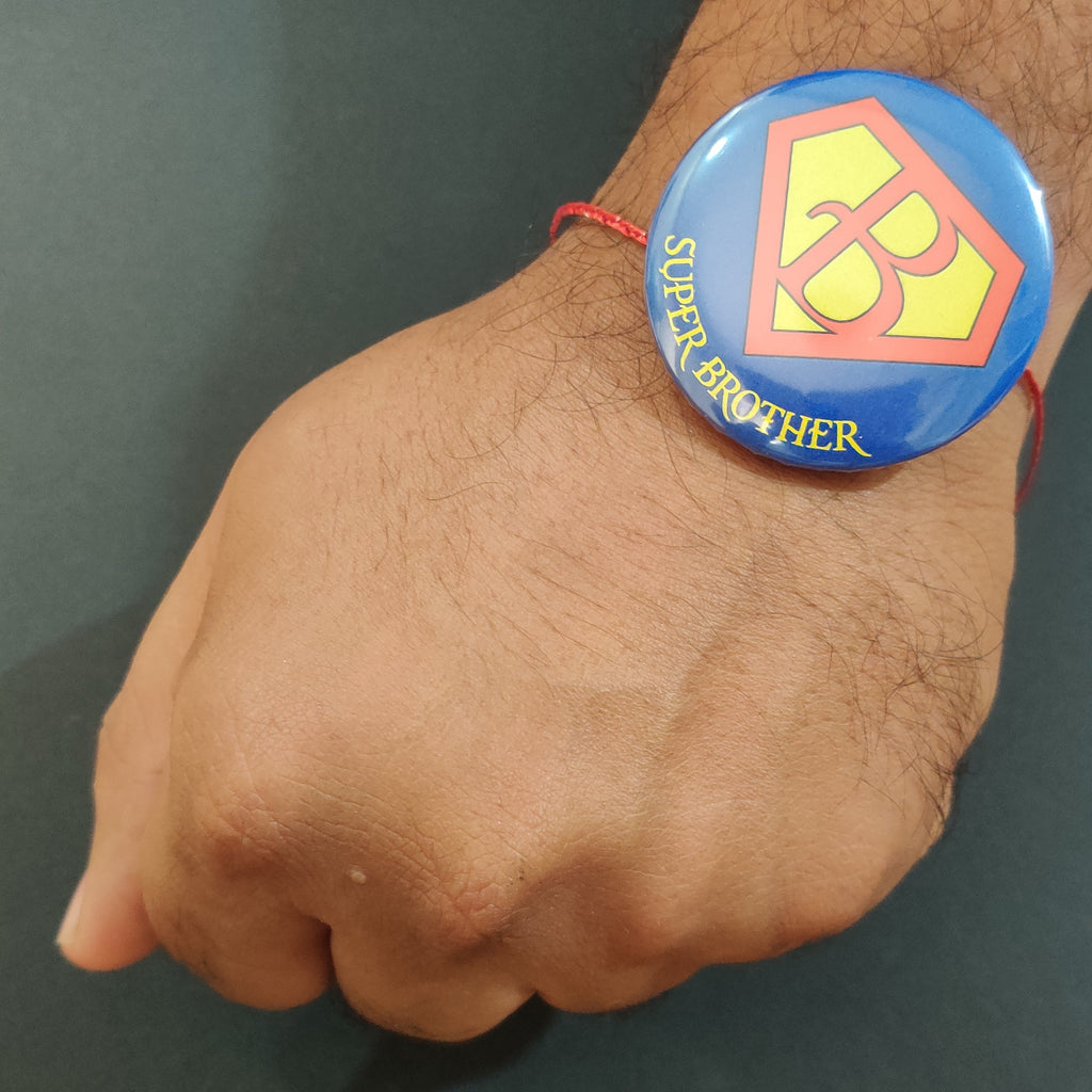 Indianvibez Super Brother Metal Rakhi with Fridge Magnet - Kids Rakhi | Grocsy