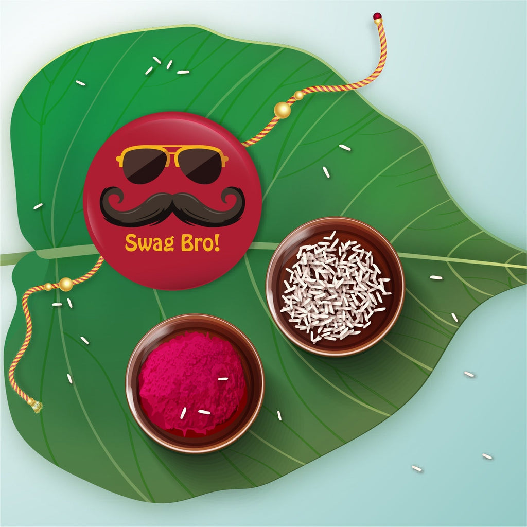 Indianvibez Swag Bro Metal Rakhi with Fridge Magnet - Kids Rakhi | Grocsy