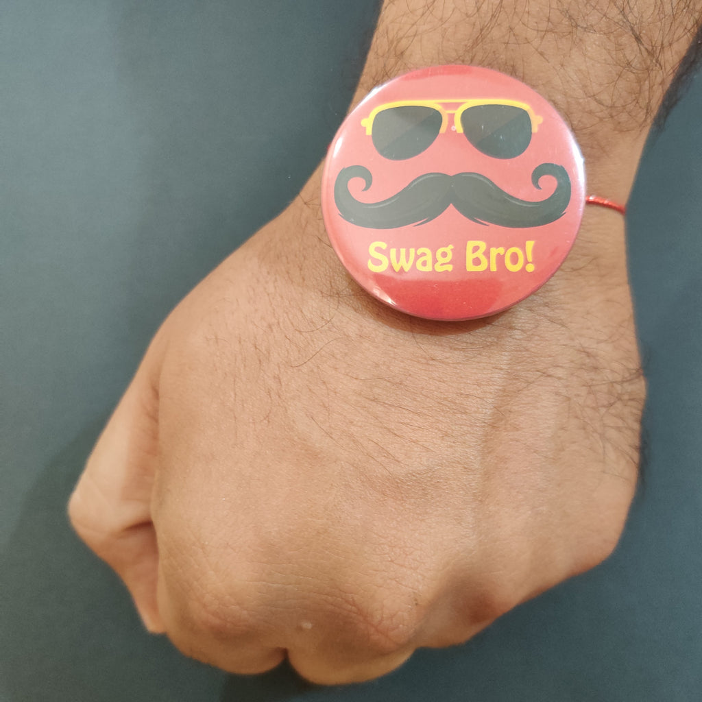 Indianvibez Swag Bro Metal Rakhi with Fridge Magnet - Kids Rakhi | Grocsy