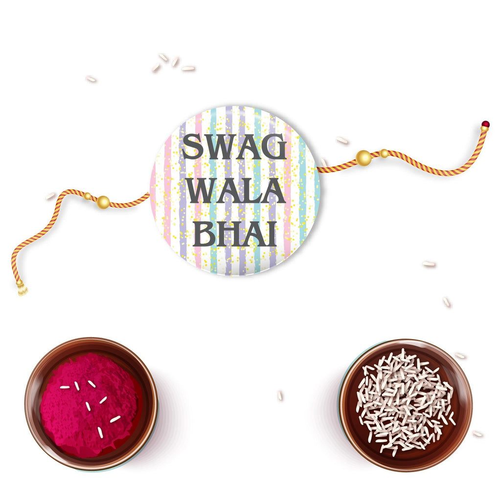 Indianvibez Swag Wala Bhai Metal Rakhi with Fridge Magnet - Kids Rakhi | Grocsy