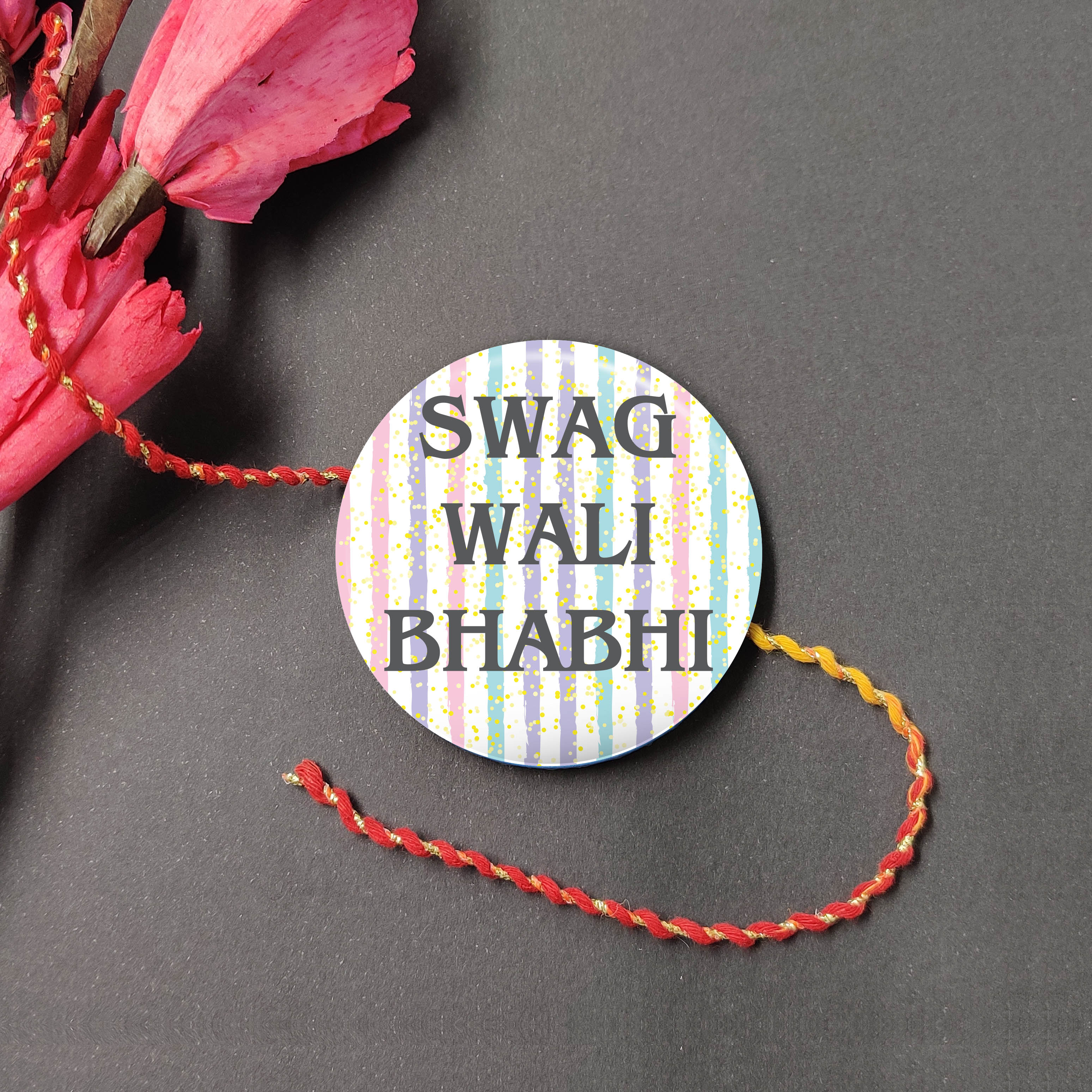 Indianvibez Swag Wali Bhabhi Metal Rakhi/Lumba with Fridge Magnet - Kids Rakhi | Grocsy