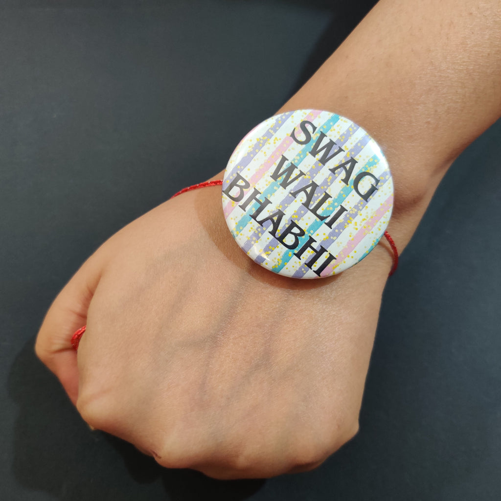 Indianvibez Swag Wali Bhabhi Metal Rakhi/Lumba with Fridge Magnet - Kids Rakhi | Grocsy