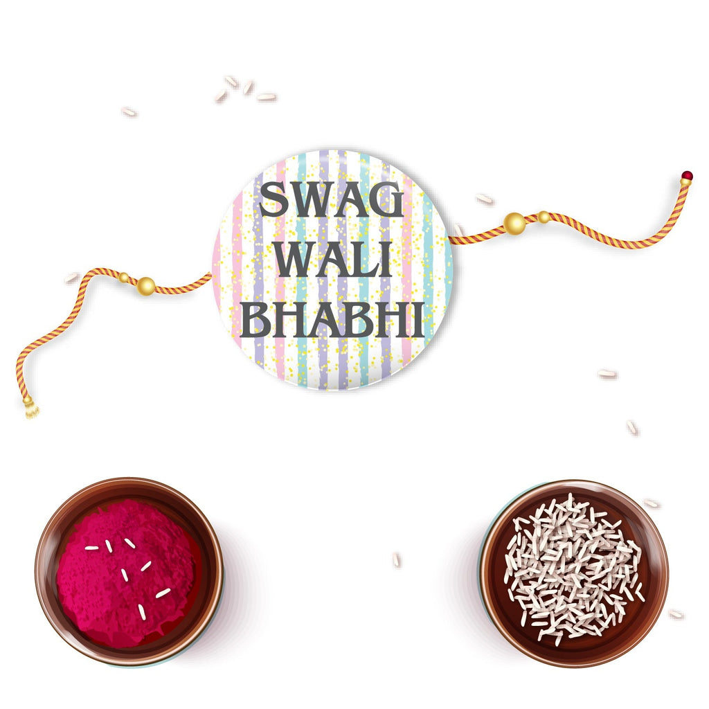 Indianvibez Swag Wali Bhabhi Metal Rakhi/Lumba with Fridge Magnet - Kids Rakhi | Grocsy