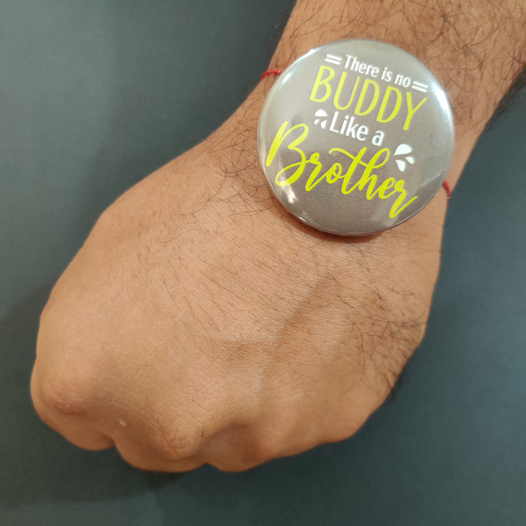 Indianvibez There is no Buddy Like Brother Metal Rakhi with Fridge Magnet - Kids Rakhi | Grocsy