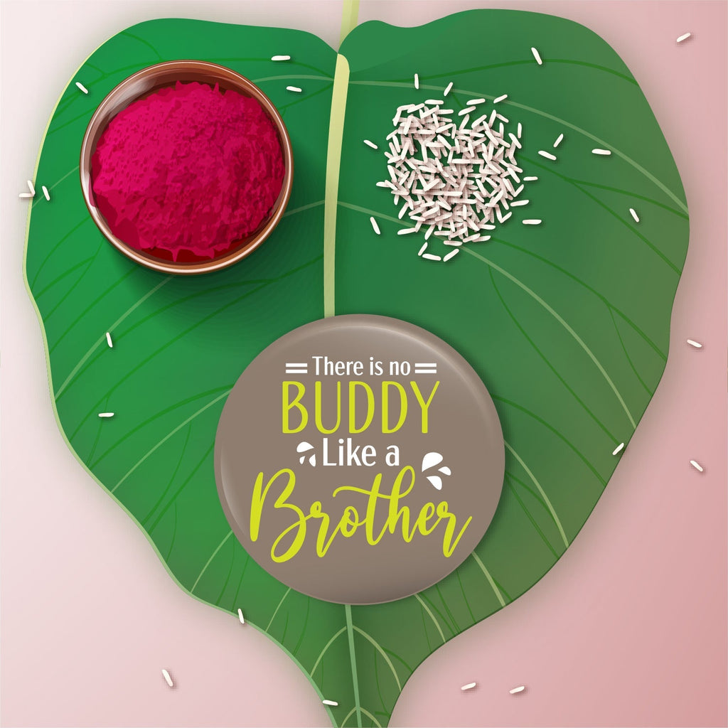Indianvibez There is no Buddy Like Brother Metal Rakhi with Fridge Magnet - Kids Rakhi | Grocsy