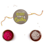 Indianvibez There is no Buddy Like Brother Metal Rakhi with Fridge Magnet - Kids Rakhi | Grocsy