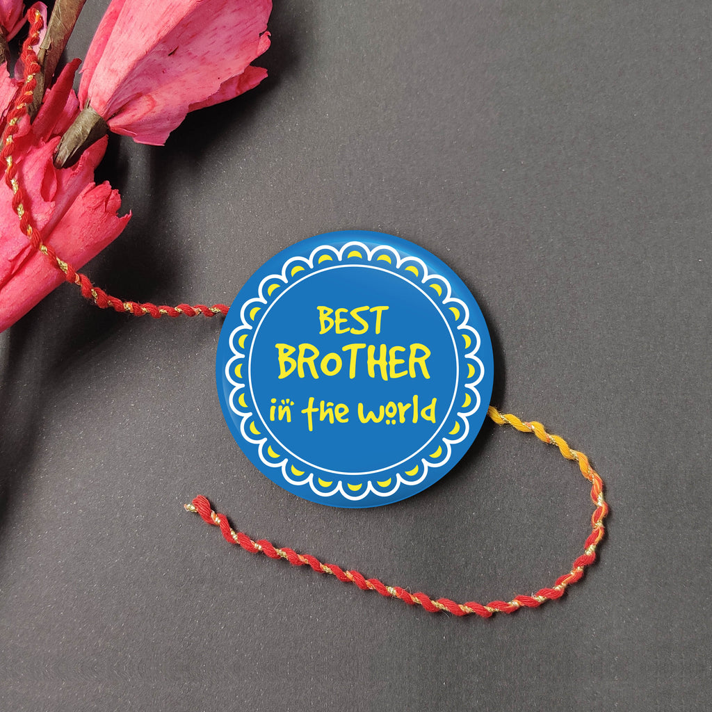 Indianvibez World Best Brother Metal Rakhi with Fridge Magnet - Kids Rakhi | Grocsy