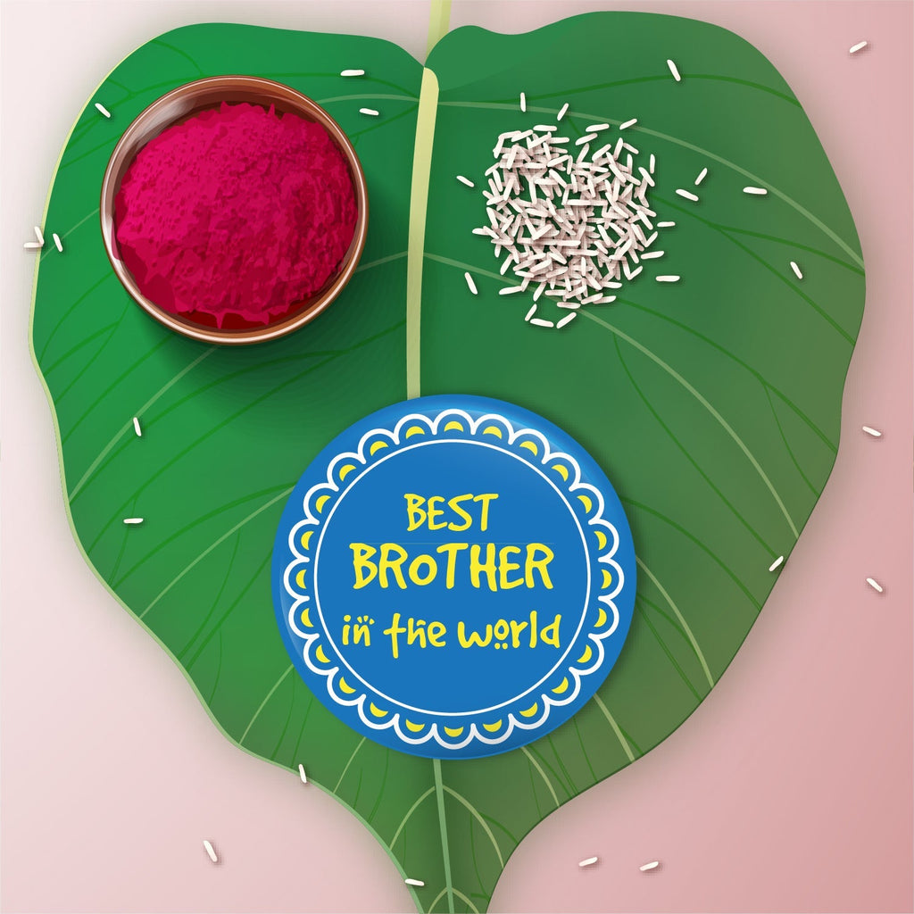 Indianvibez World Best Brother Metal Rakhi with Fridge Magnet - Kids Rakhi | Grocsy
