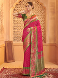 Anaita Rani Pink Silk Saree With Blouse Piece | Grocsy