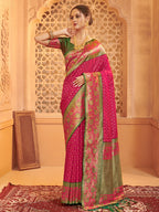 Anaita Rani Pink Silk Saree With Blouse Piece | Grocsy