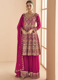 Vegaa Fashion Pink Georgette Embroidered Designer Palazzo Suit | Grocsy