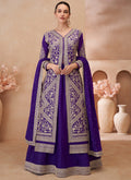 Vegaa Fashion Violet Real Chinon Silk Embroidered Lehenga Style Suit | Grocsy