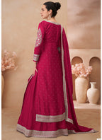 Vegaa Fashion Rani Pink Real Chinon Silk Embroidered Lehenga Style Suit | Grocsy