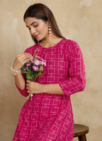 Prazu Fashion Pink Printed Cotton Blend Kurta Pant Set | Grocsy