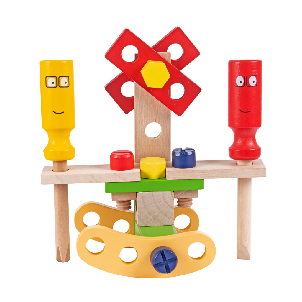 Nesta Toys Wooden Tool Kit Set with Tool Box, Pretend Play Portable Construction Tools Kit Toys for Kids, 36 Piece (3-8 Years) | Grocsy