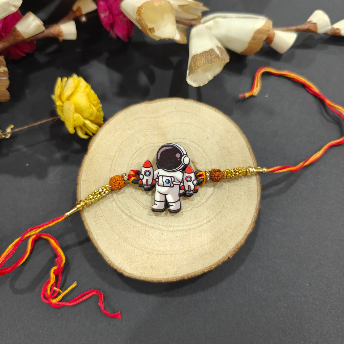 Indianvibez Astronaut Wooden Rakhi, Space Theme Rakhi - Kids Rakhi | Grocsy