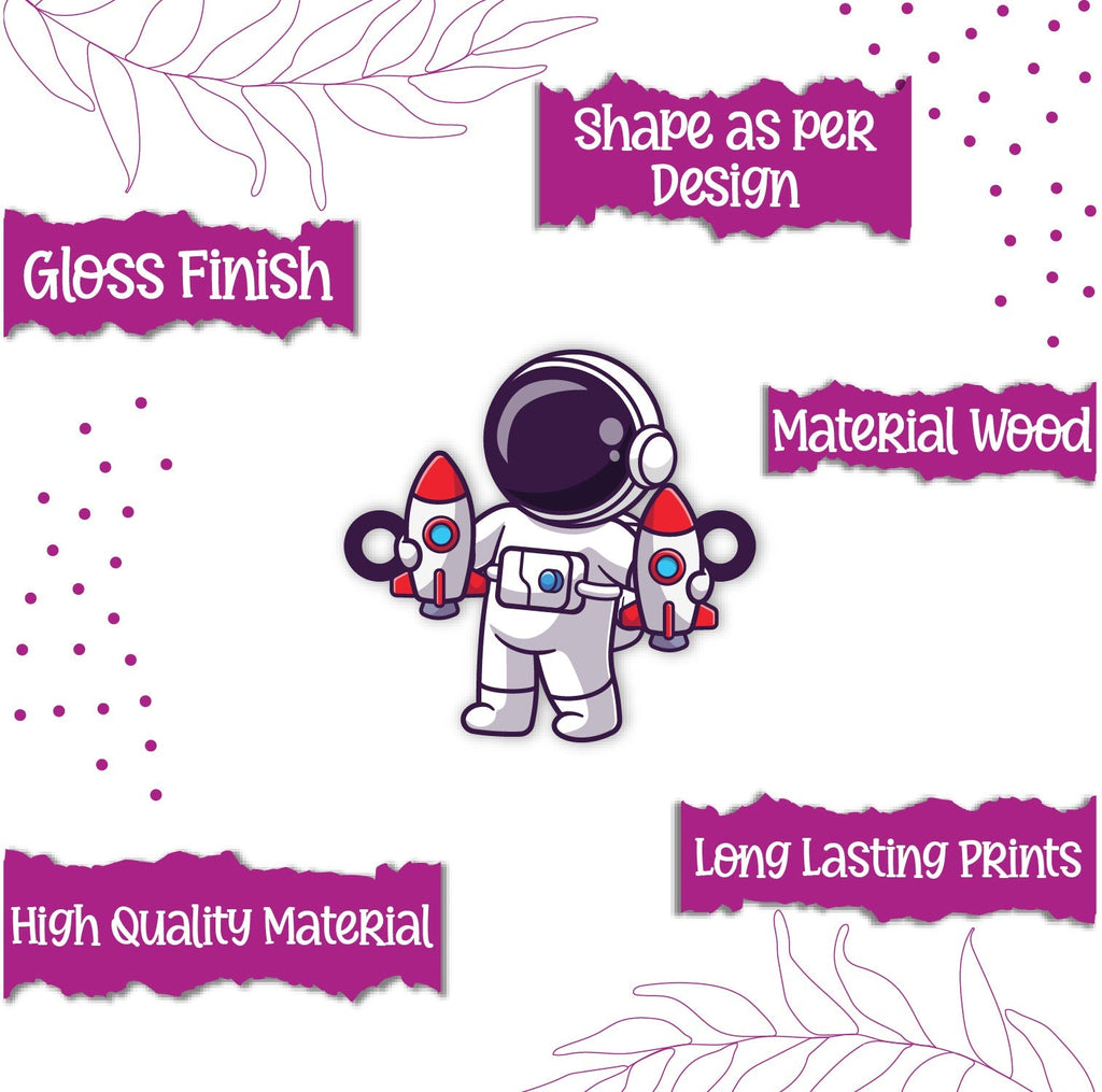 Indianvibez Astronaut Wooden Rakhi, Space Theme Rakhi - Kids Rakhi | Grocsy