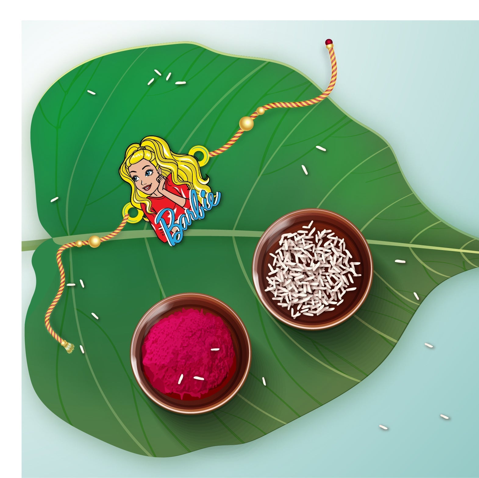Indianvibez Barbie Wooden Rakhi - Kids Rakhi | Grocsy