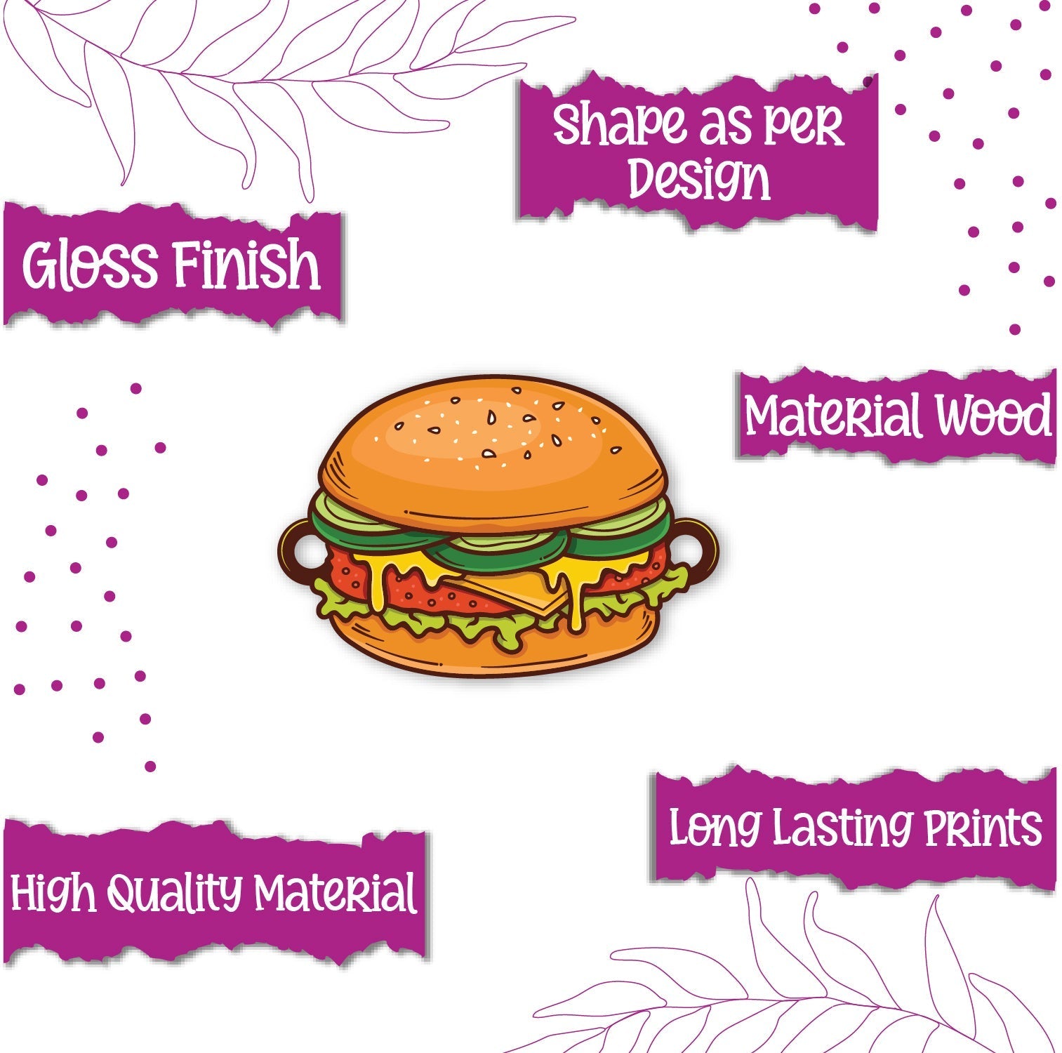 Indianvibez Burger Wooden Rakhi, Food Rakhi for Brother - Kids Rakhi | Grocsy