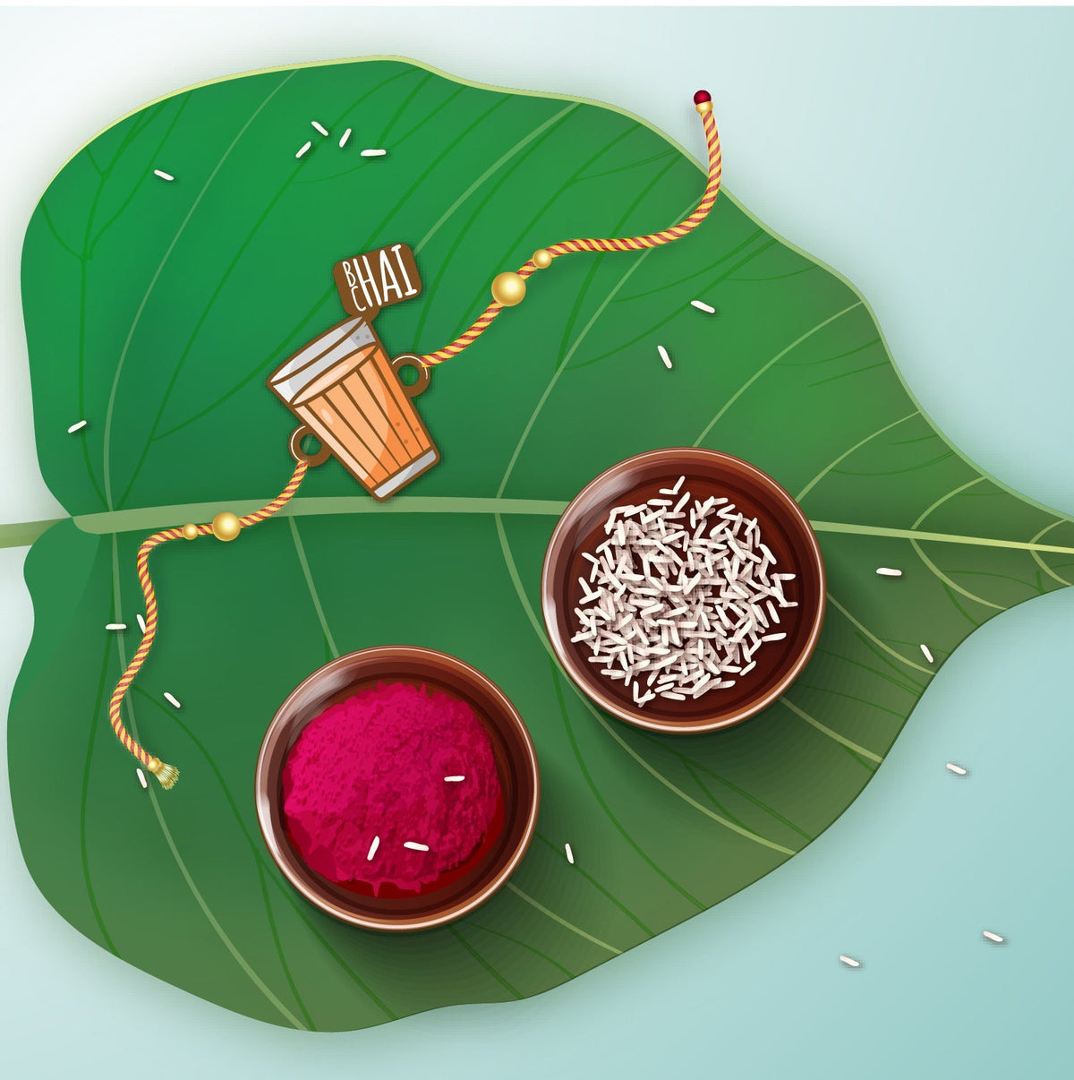 Indianvibez Chai Lover Wooden Rakhi, Food Rakhi for Tea Lover Brother - Kids Rakhi | Grocsy