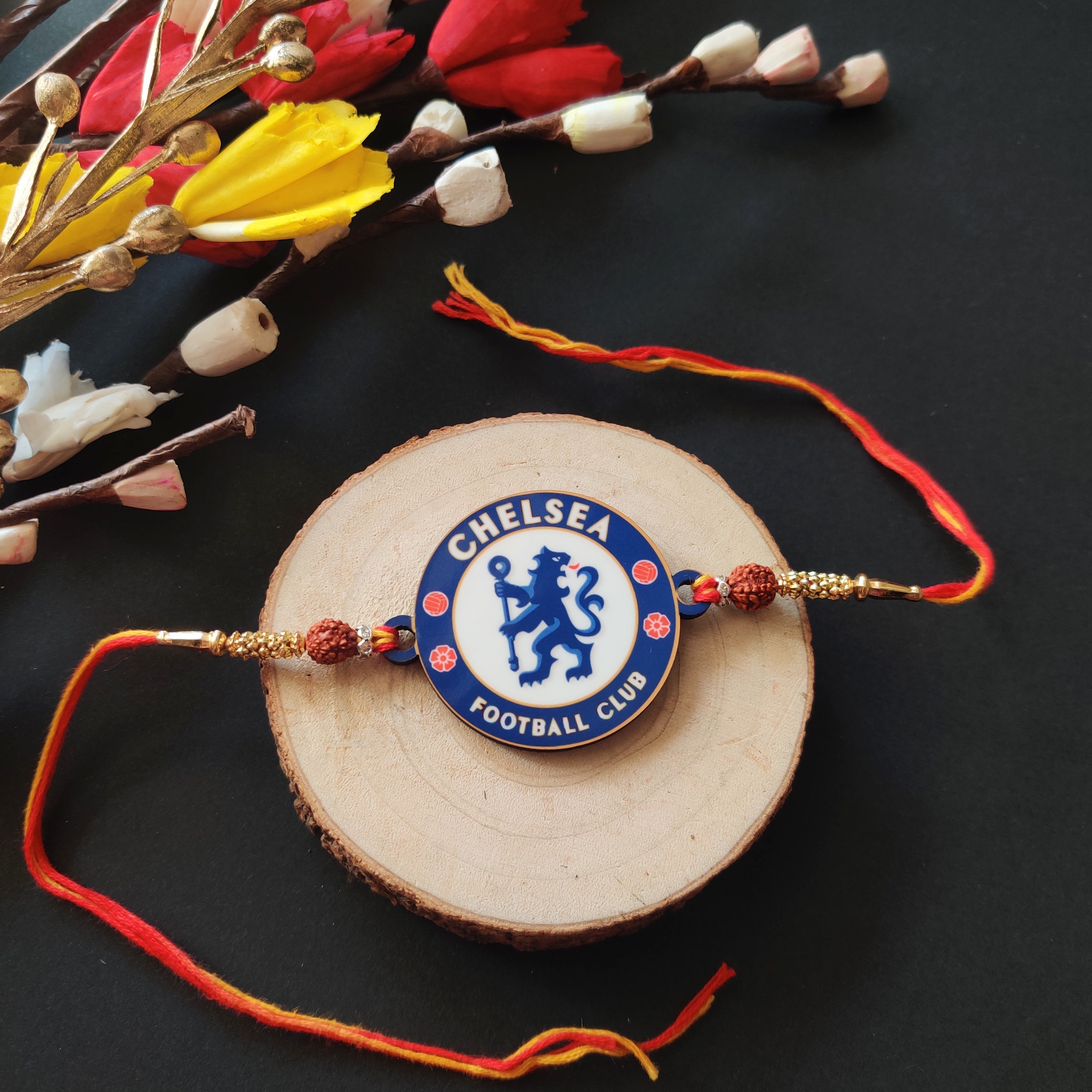 Indianvibez Chelsea Wooden Rakhi, Football Rakhi for Brother - Kids Rakhi | Grocsy