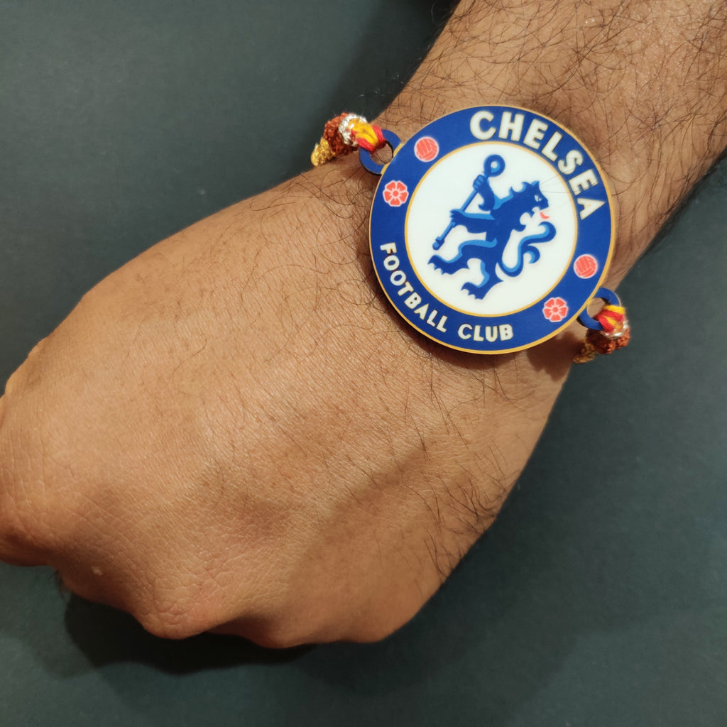 Indianvibez Chelsea Wooden Rakhi, Football Rakhi for Brother - Kids Rakhi | Grocsy