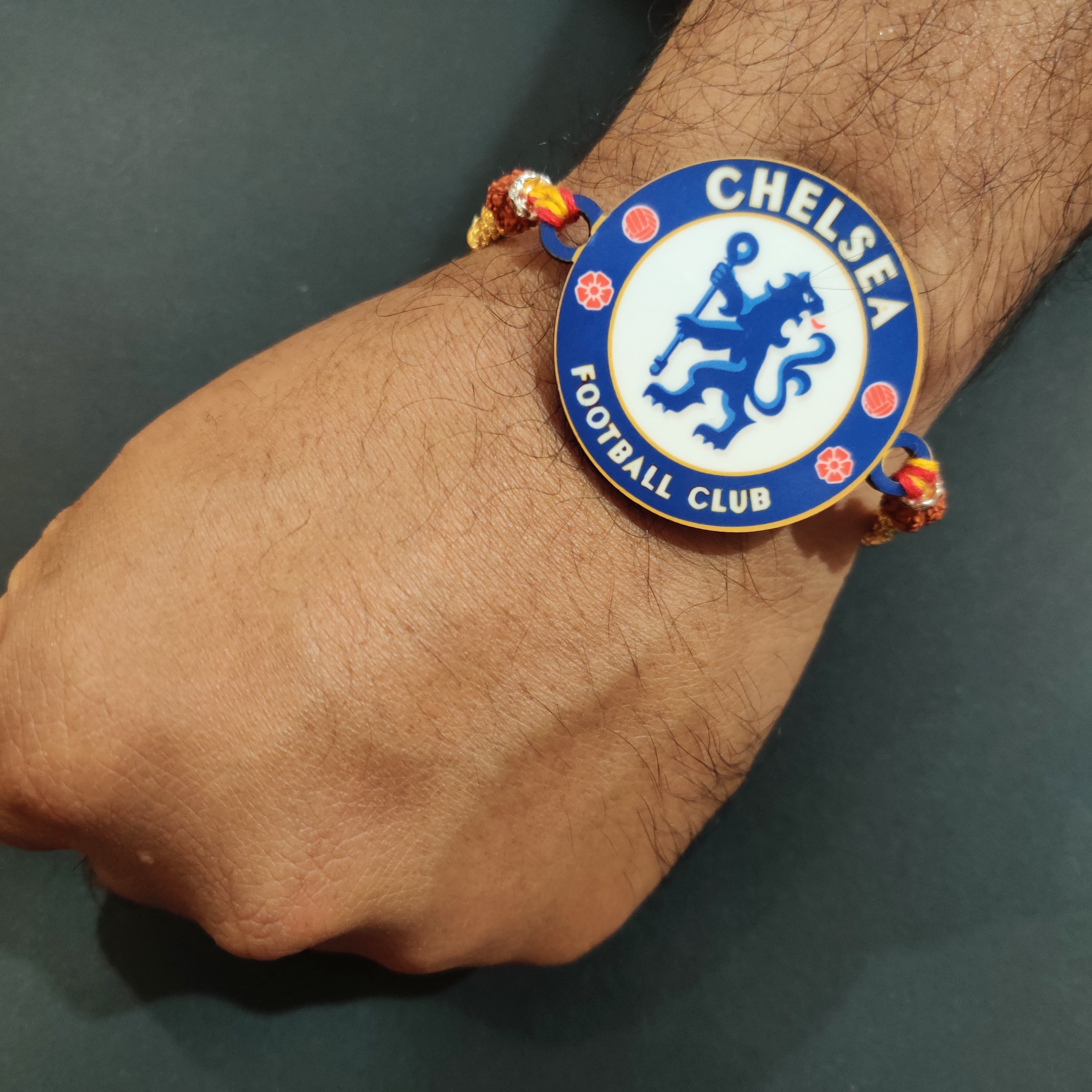 Indianvibez Chelsea Wooden Rakhi, Football Rakhi for Brother - Kids Rakhi | Grocsy