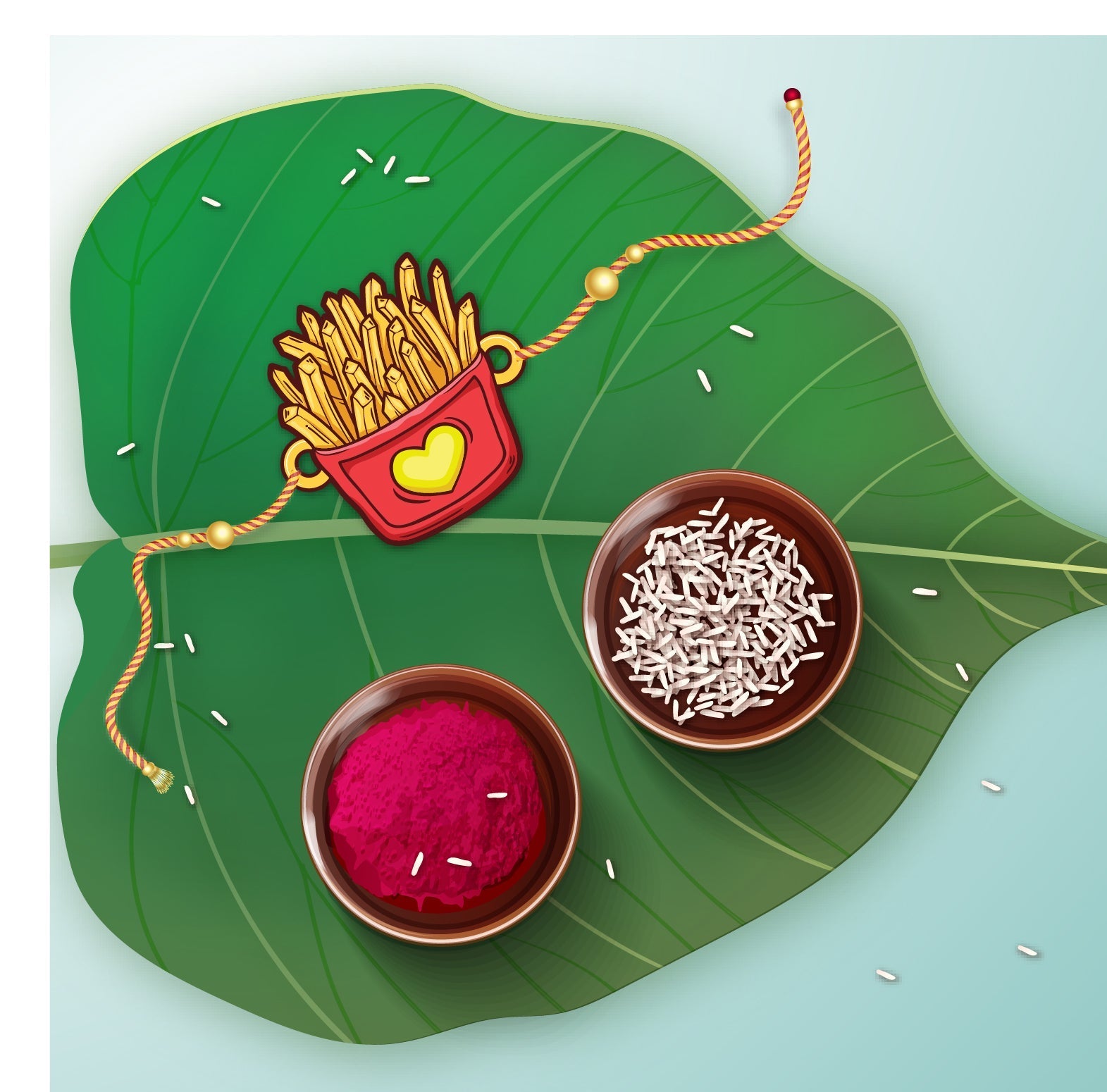 Indianvibez Fries Wooden Rakhi, Food Rakhi for Brother - Kids Rakhi | Grocsy