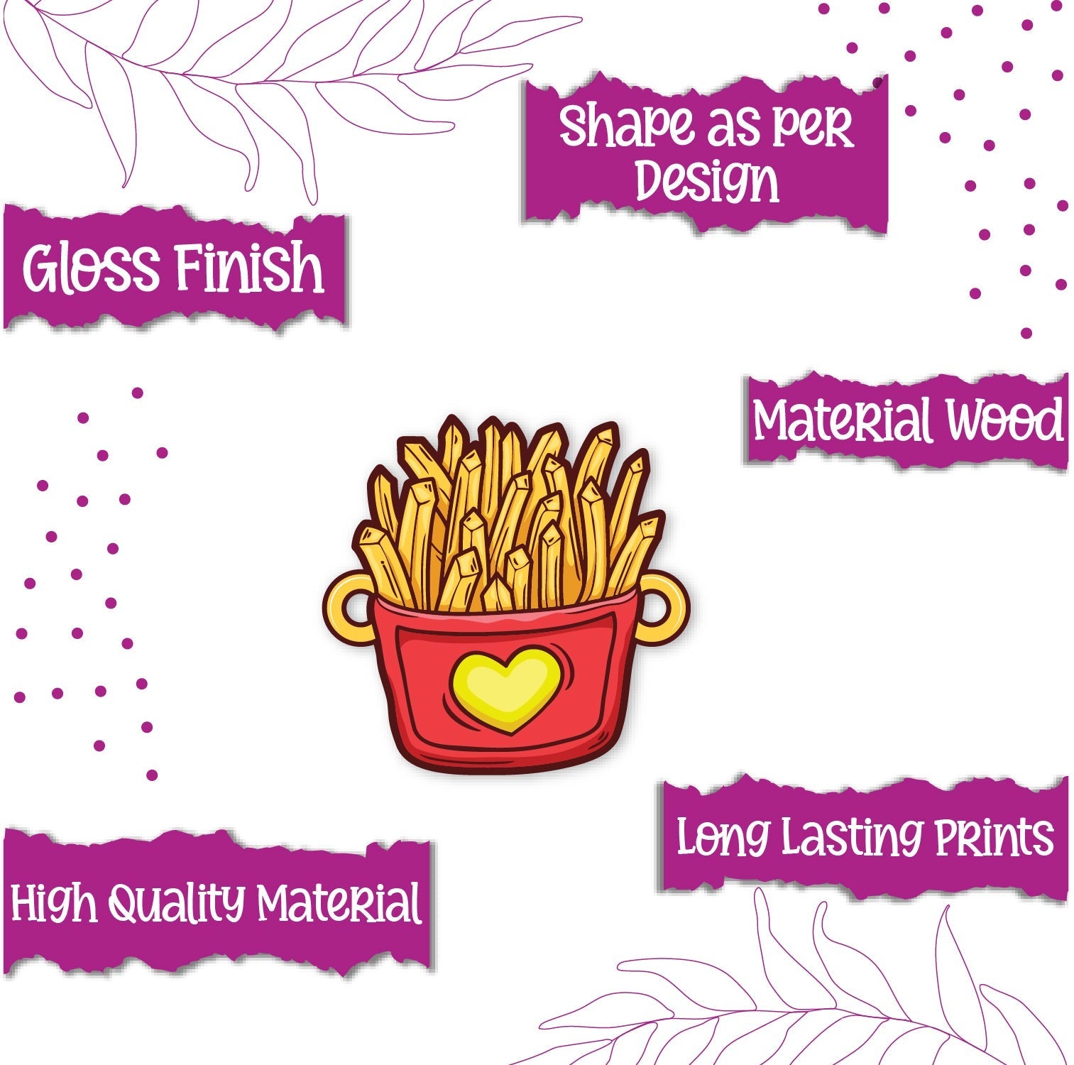 Indianvibez Fries Wooden Rakhi, Food Rakhi for Brother - Kids Rakhi | Grocsy